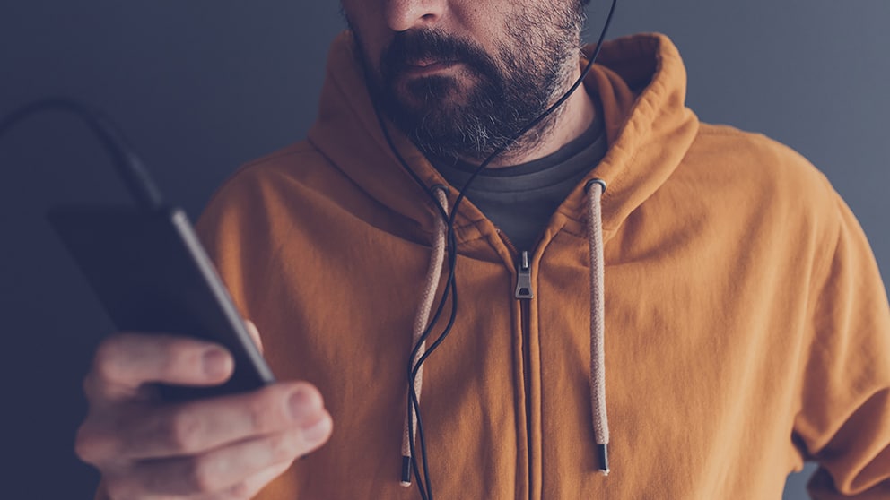 Man wearing a custom made hoodie