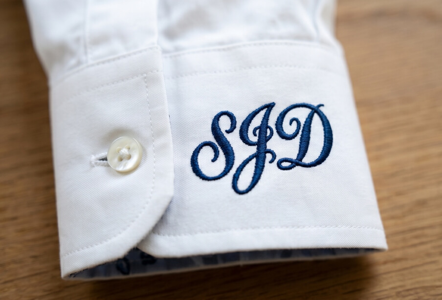 Embroidered Monogram on a shirtsleeve